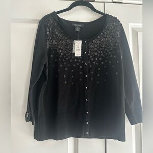 White House Black Market Black Sequin Cardigan